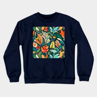 Modern Floral Pattern With Fall Leaves Flowers And Berries Crewneck Sweatshirt